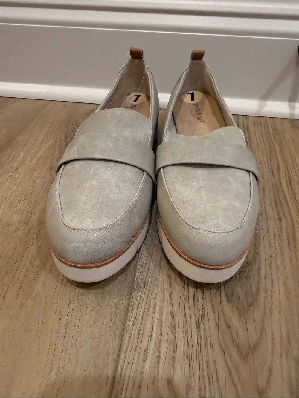 Dr. Scholl's Women's Nice Day Max Platform Wedge Loafers Light Taupe NWOT 7